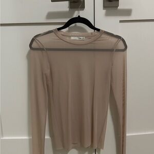 Wilfred Beige Sheer Long Sleeve Top